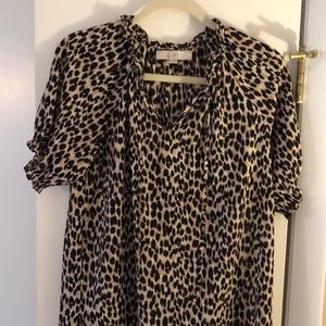 Loft leopard print short sleeve blouse, size small